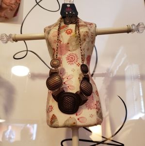 Copper Color Metal Necklace and Earrings